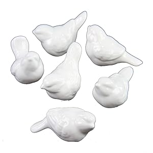 Creative Co-Op DE5729 Set of 6 White Ceramic Birds