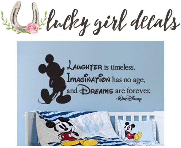 Lucky Girl Decals Vinyl Wall Decor Disney Inspired Laughter Imagination Dreams 27.5 inches Wide by 12.25 inches high