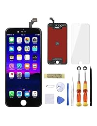 goldwangwang Digitalizador de visualización táctil Reemplazo Totalmente Marco Display Assembly Set para el iPhone 5 (Blanco) con Reparación Toolkit + Protector de visualización + instrucciones, Negro (iPhone 6 plus Black)