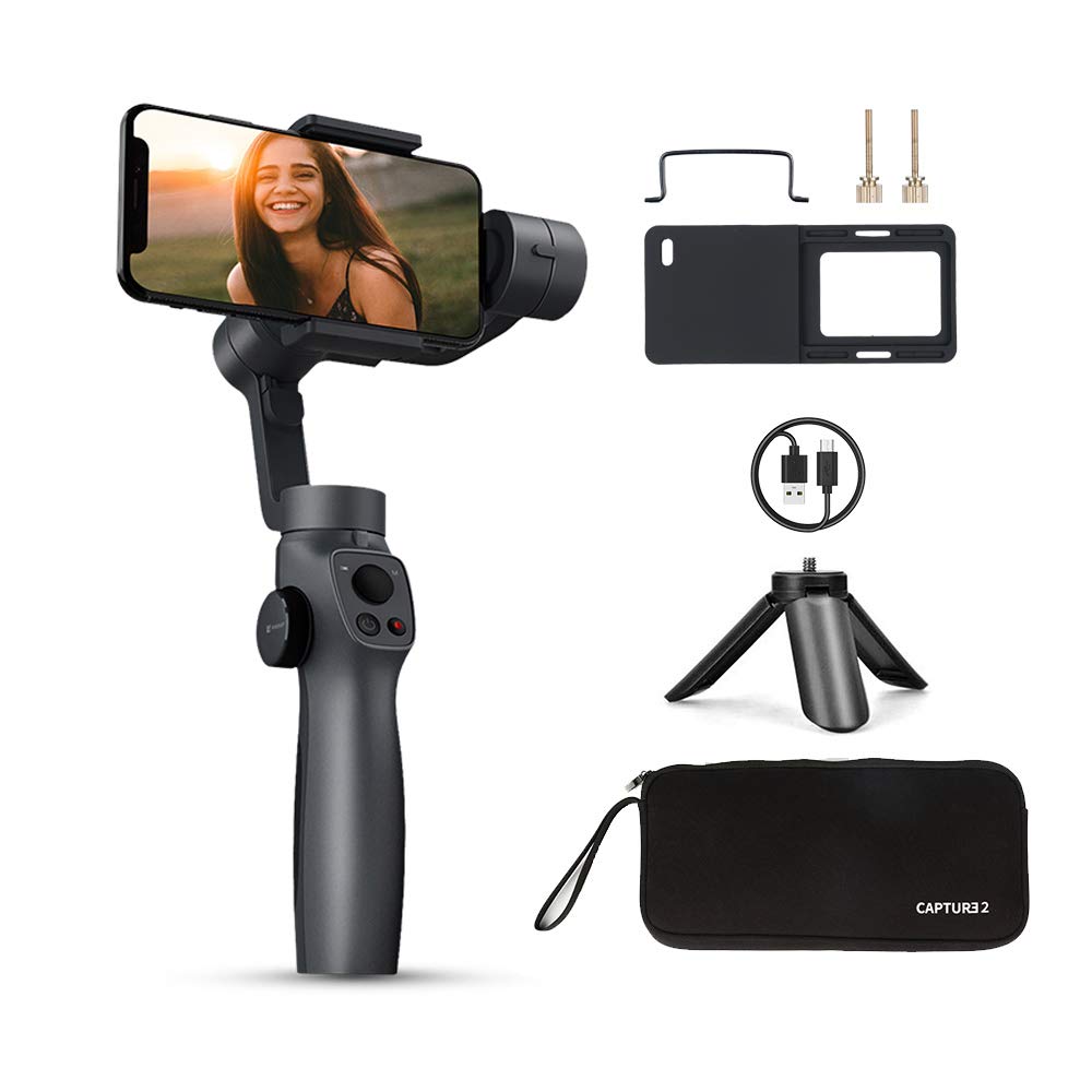 FUNSNAP Capture 2 3-Axis Handheld Stabilizing Smartphone Gimbal Mobile Cell Phone Handheld Gimbal Stabilizer YouTube Video Vlog Live Video for iPhone 11 Pro Xs Max Xr X 8 Plus 7 6 Android Smartphone