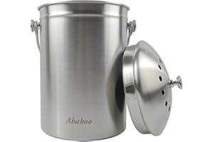 Abakoo 1.6 Gallon Compost Bin Indoor Countertop Kitchen Composter Bin 304 Stainless Steel Waste Pail Kitchen Bin Pail - includes 4 Filters