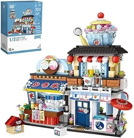 Tirff House Building Blocks Kit, 668 Pieces MOC Shaved Ice Shop Clamping Blocks House Building Blocks Construction Kit, Street View House Model Kit, Modular Buildings Not Compatible with Lego