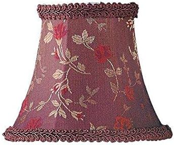Livex Lighting S275 Chandelier Shade With Burgundy Floral Print Bell Clip Shade With Fancy Trim