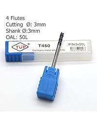 ougar8 3 mm3 mm50 mm CNC carburo de tungsteno cortador 4 Flautas vástago cuadrado Flat End Mill endmills cortador espiral Fresa TiAlN Coated micrograin carburo (sólidas HRC45 Router Bits