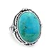 Bling Jewelry Oval Natural Compressed Turquoise 925 Silver Flower Ring