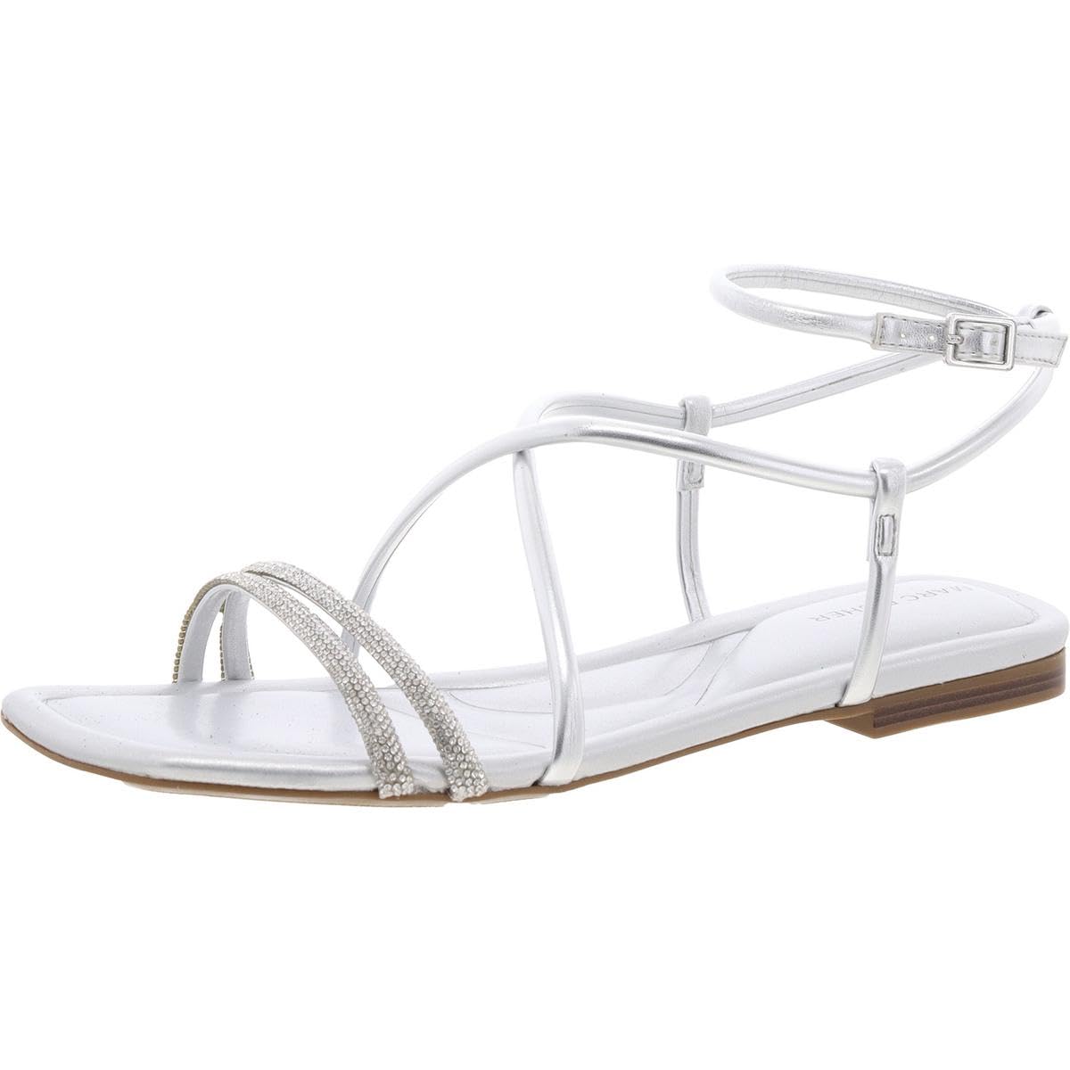Marc Fisher Women’s LAKITY Flat Sandal, Silver 040, 7