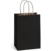 BagDream Gift Bags 100Pcs 5.25x3x8 Small Kraft Paper Gift Bags with Handles Bulk, Black Paper Sacks for Small Business, Retail, Merchandise, Grocery, Wedding Birthday Party favor