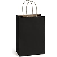 BagDream Gift Bags 100 Pack 5.25x3x8 Inches Small Kraft Paper Bags with Handles Black Paper Sacks for Small Business Retail M