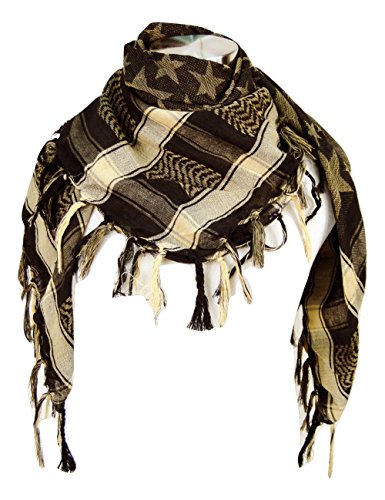 Premium Star Pattern Shemagh Head Neck Scarf - Black/Camel