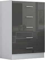 Reflect Grey Gloss & Matt White Wardrobe, Chest & Bedside Table Set view 8
