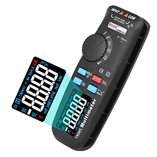 BSIDE True RMS Digital Multimeter Color Display 6000 Counts Auto-Ranging Pocket DMM Amp Volt Ohm Cap Temp Diode Continuity Tester with Back Clip