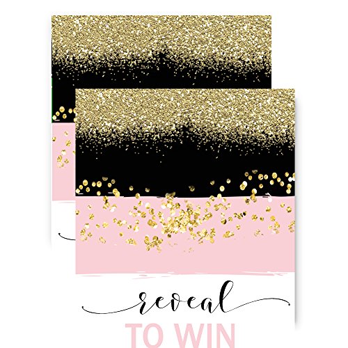 Glittery Scratch Off Game Cards (Set of 28) Pink & Black Bridal Birthday Activity