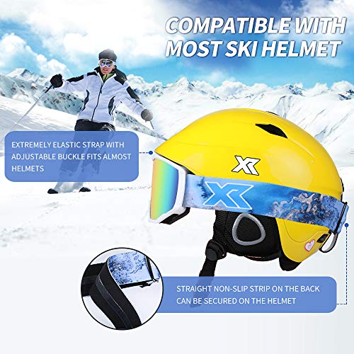 XR Ski Snowboard Goggles Anti-Fog UV Protection HD Cylinder Lens Over Glasses Non-Slip Strip Snow Goggles for Men&Women (Pink) - Thumbnail 6