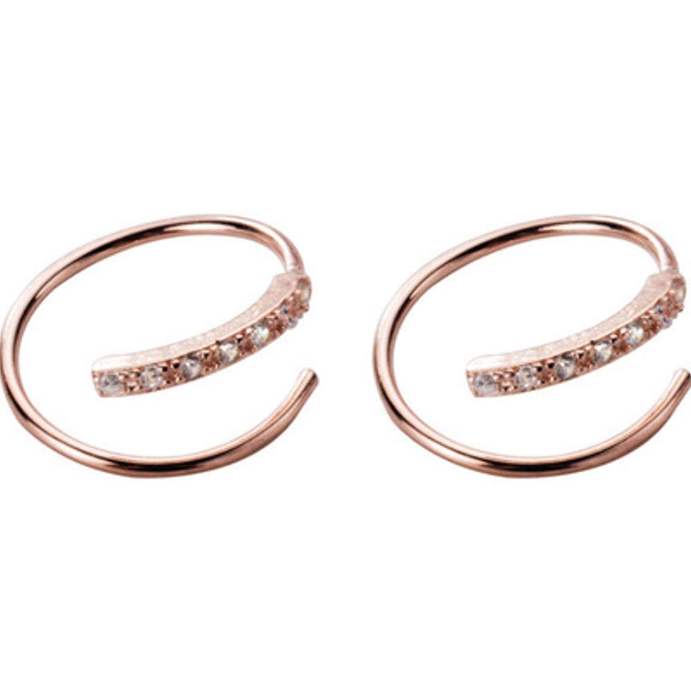 Ear Climber Crawler Cuff Earrings Sterling Silver CZ Line Wrap Earring Dianty Piercing Huggie Hoops for Women Teen Girls (Rose Gold) — image 1
