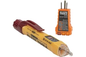 Klein Tools NCVT2PKIT Non-Contact Voltage Tester with Outlet Tester, 12-48V AC or 48-1000V AC Dual Range for Broad Applicatio