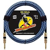 Rig Ninja Instrument Cable by NINJAMUSO, Quality Electric Guitar & Bass Cord for a Clean Clear Tone