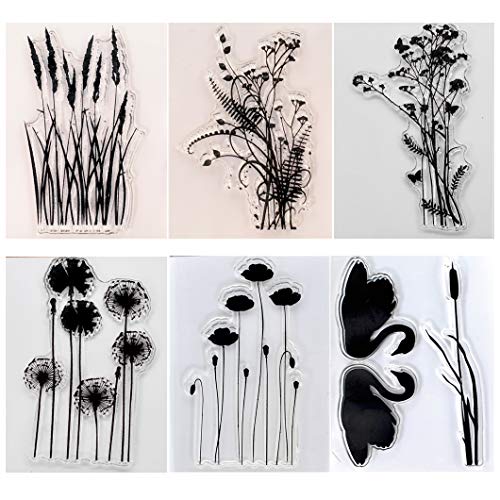 KWELLAM 6pcs/Lot Dandelion Lavender Flowers Leaves Mandarin Duck Stamp Rubber Clear Stamps for Photo Album Decorative Card Making and DIY Scrapbooking - Thumbnail 7