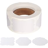 Pimoys 300 Pieces Gift Sticker Labels, 1.2*2inch Kraft Paper, Waterproof Labels for Jam Jars, Home Baking, Handmade Cosmetic, Holiday Presents, Lace Design