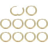 CRAFTYMELODY 10Pcs 18K Gold Hoop Earring Stainless Steel Huggie Hoop Earring Hook Findings Thick Leverback Ear Wire for Jewelry Making Accessory Supplies DIY Craft Women Gifts