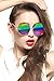 GEELOOK Round Sunglasses for Women Men Classic Oversized Circle Mirrored Hippie Hipster Polarized Sunglasses Metal Frame Multicoloured Lens