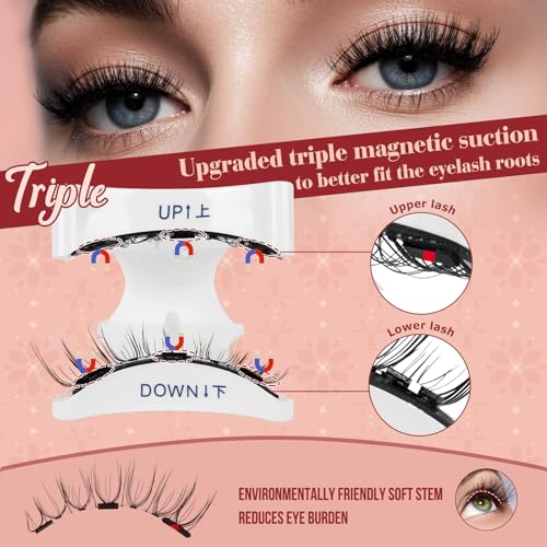 Higu Clace Magnetic Eyelashes With Applicator, Magnetic Eyelashes Without Eyeliner, Natural Look, Magnetic Eyelashes No Glue Needed (Kit-N6)