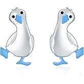 Blue Footed Booby Stud Earrings: 925 Sterling Silver hypoallergenic Cute Bird Earrings Jewelry Gifts for Women Daughter Sister