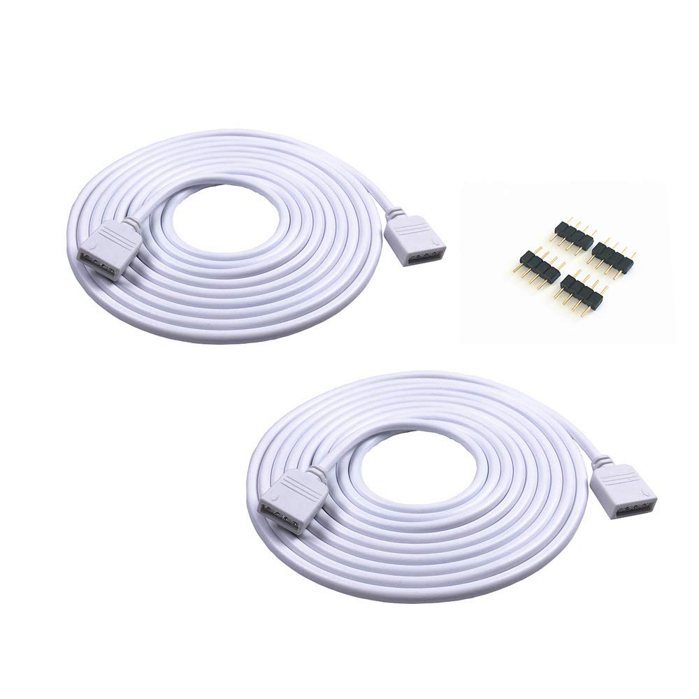 2pcs/Pack 1M 3.28 ft 4 Pins RGB Extension Cable LED Strip Connector Extension Cable Cord Wire 4 Pin LED Connector for SMD 5050 3528 2835 RGB LED Light Strip，8X Male to Male 4pin Plugs