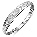 Merdia Women's 999 Sterling Silver Fu Flower Carved Bangle Bracelet 23g Weight for Wedding Gift