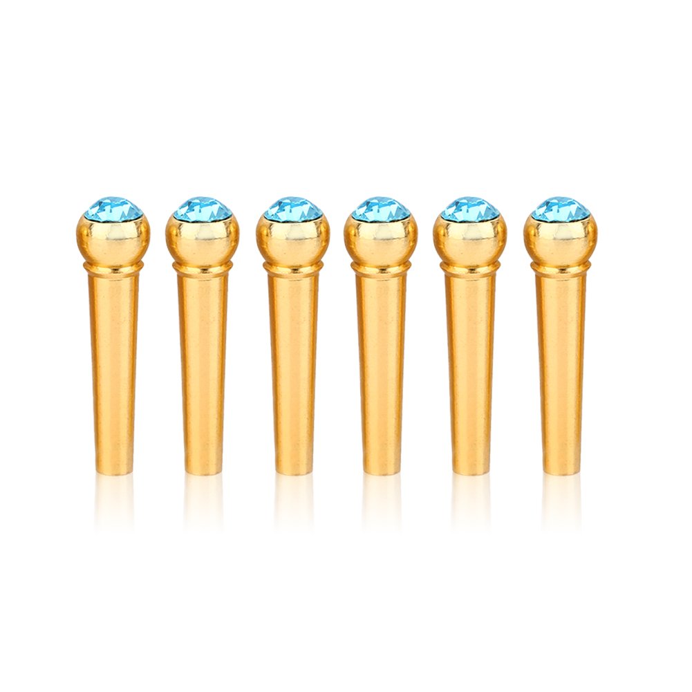Brass Guitar Bridge Pin 6Pcs Colorful 6 String Acoustic Guitar Bone Bridge Ebony Guitar Bridge Pins(Sky Blue)