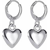 925 Silver heart dangle earrings for Women/Love heart dangle drop Earrings for Women/Silver dangle earrings hypoallergenic