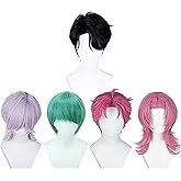 BAEHEU Mens Cosplay Wig Anime Short Straight Wig Synthetic Hair for Halloween Costume Outfits Accessory Party (Light Purple, Short, Straight)