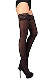 THIGH HIGH Opaque Lace Top Silicone Stockings Nylon