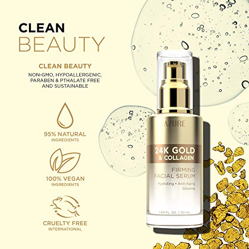 AZURE 24K Gold & Collagen Firming Facial Serum Lifting, Toning