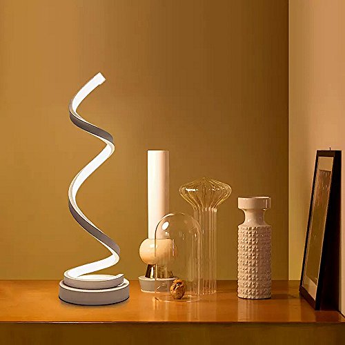 Modern Spiral LED Table Lamp - ELINKUME 12W Smart Dimmable Curved LED Desk Lamp, Contemporary Minimalist Design, Warm White Light, Creative Acrylic LED Modeling Lamp Perfect for Bedroom Living Room - Thumbnail 5