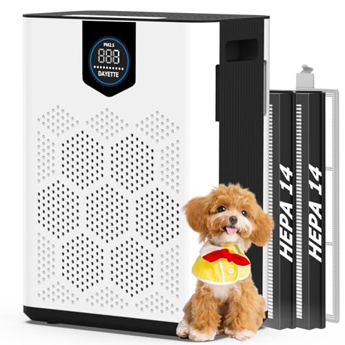 DAYETTE Air Purifier for Home Large Room Up to 3000Ft², 2x H14 HEPA Filters
