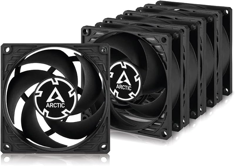 ARCTIC P8 PWM PST 80mm PC Fan 200-3000 RPM 4-Pin 5 Pack Black