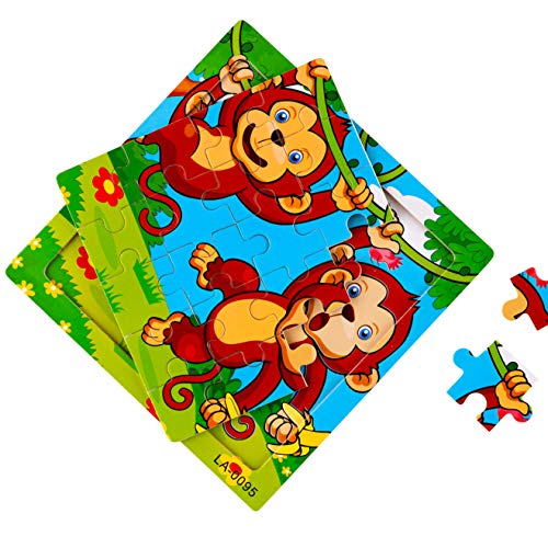 Toy To Enjoy Wooden Chunky Animal Jigsaw Puzzle (Pack of 14) for Kids Age 3 to 5 - Peg Puzzle Toy for Toddlers - Bright & Vibrant Colors & Shapes