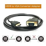 HDMI to VGA, PeoTRIOL Active HDMI Male to VGA Male M/M Video Converter Adapter Cable Cord Support Full 1080P from HDMI Port PC Laptop HDTV to D-SUB HD 15 Pin VGA Monitors Projector-6ft/1.8M