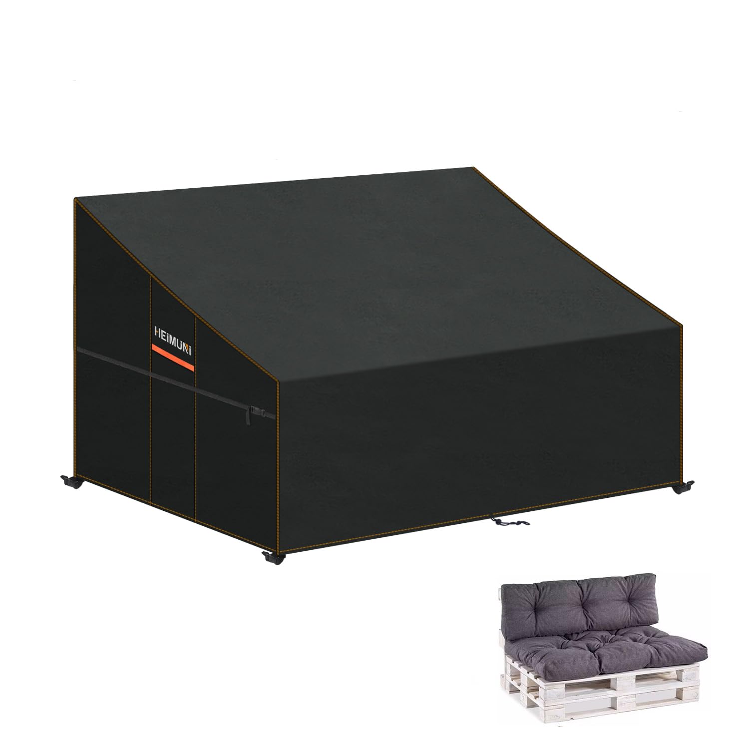 HEIMUNI Garden Sofa Covers Waterproof 2 Seater Pallet Sofa Cover 420D Oxford Fabric Anti-UV Outdoor Sofa Covers with Air Vents Garden Bench Cover for Outdoor Furniture, 138x99x80/40cm — image 1