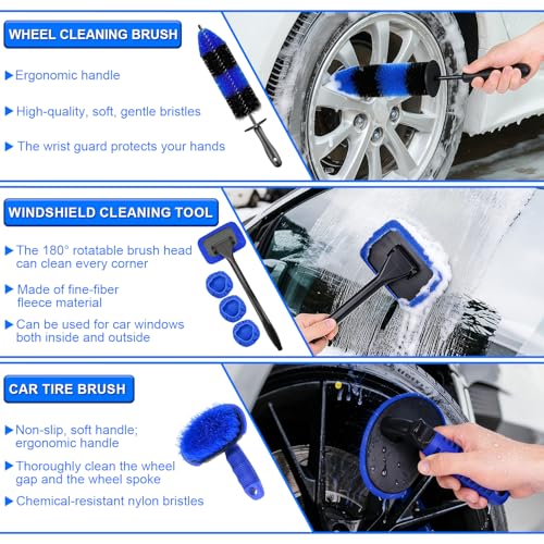 36 Piece Car Cleaning Kit, Car Cleaning Brush Kit for Interior and Exterior Car Details, Car Brush Wast Set, Car Cleaning Kit for Ventilation Slots, Wheels, Surfaces