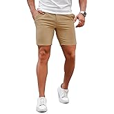 GINGTTO Mens Slim Fit Shorts Plaid Chino Short Tapered Leg Skinny Stretch