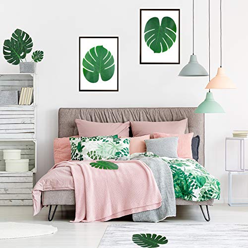 DomeStar Artificial Palm Leaves, 48 PCS 5 Sizes Tropical Faux Leaves Tropical Greenery Artificial Jungle Leaves Table Leave Decorations for Hawaiian Luau Party Beach Theme Party