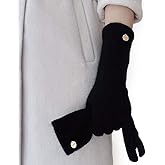HARJJME 100% Organic Wool Gloves, Winter Long Gloves for Women, Touchscreen Wool Glove for Cold Weather