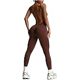 WDIRARA Women's Backless Jumpsuit Sleeveless Bodycon Butt Scrunch Unitard Workout One Piece Jumpsuit