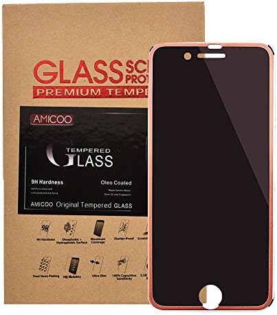 AMICOO(TM) Rose Gold Bumper High Resolution Privacy Screen Protector for iPhone7, Full Cover no Space Easy Install Anti-Spy Glass Film for iPhone7(iPhone 7 Rose Gold)