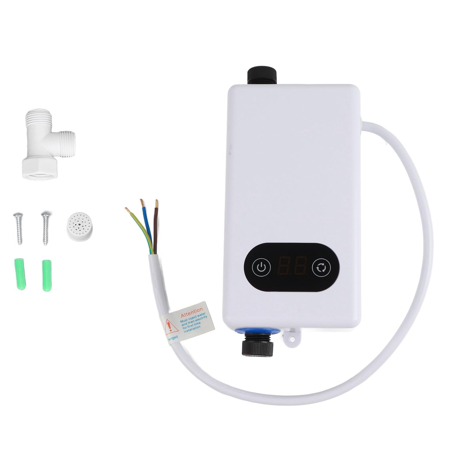 Tankless Water Heater Electric, IPX4 Instant Electric Water Heater, 3400W Under Sink Instant Hot Water Heater with Memory Function for Kitchen, Bathroom, Public Toilet