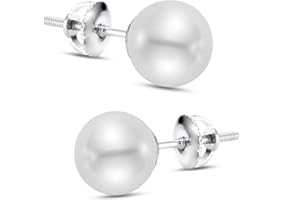 ISAAC WESTMAN White Japanese Akoya Cultured Pearl Stud Earrings | AAA High Luster Pearls | 14K Solid Gold Screw Back Posts
