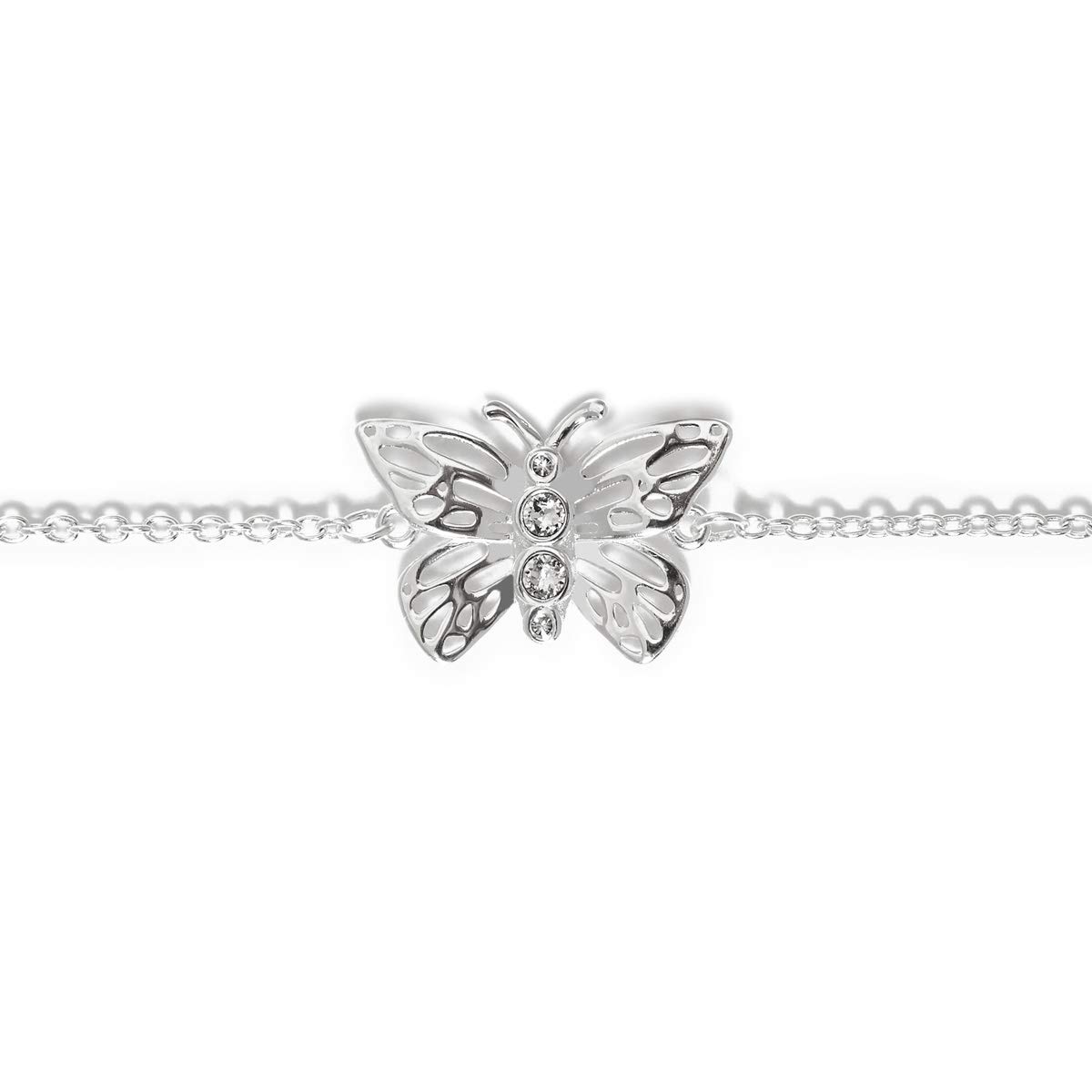 Annie Oak Womens 925 Silver Butterfly Crystal Bracelet