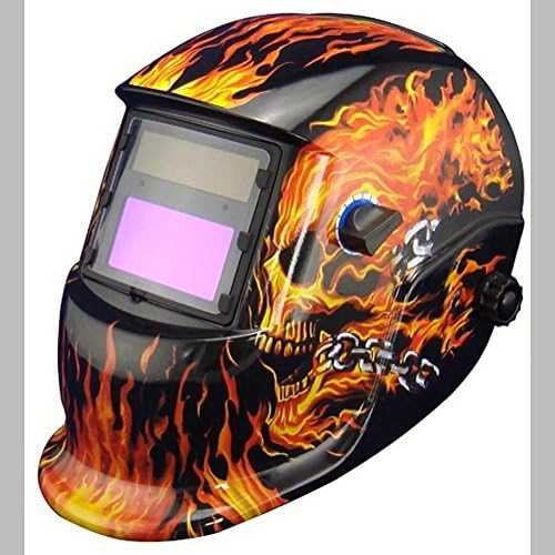 WH241100K MIG/TIG Solar Powered Welding Helme -Flame Fire Print Auto Darkening