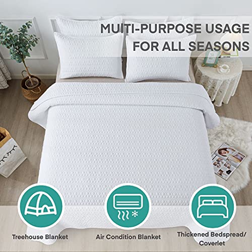 Litanika White Quilt Queen(90x90Inch), 3 Pieces (1 White Dot Quilt and